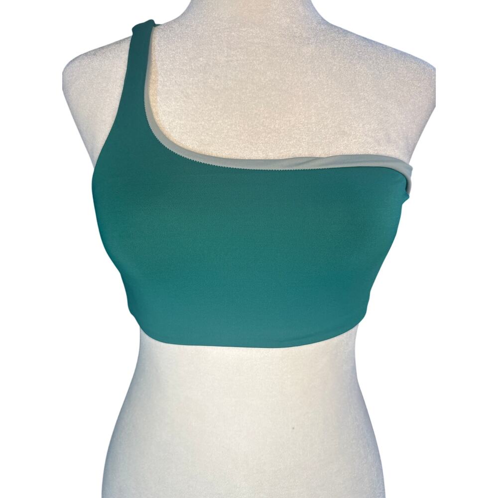 Au‎ Naturel Gottex One Shoulder Reversible Bikini Top Emerald Green  8 NWT